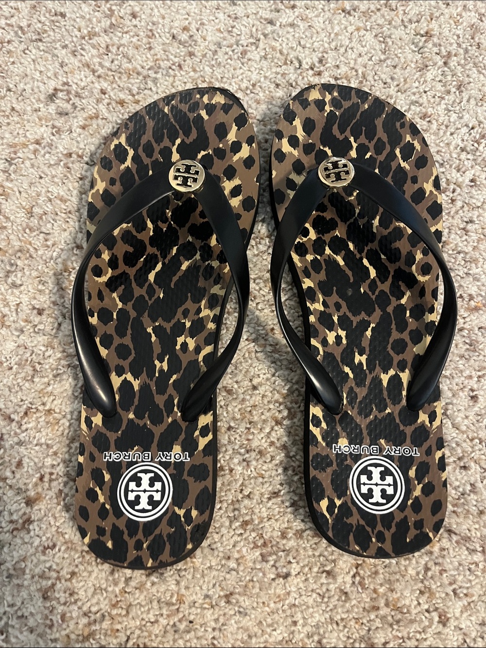 Tory Burch Leopard Print Flip Flops- size 8.5